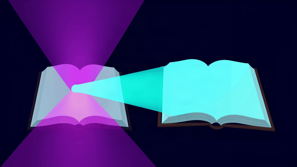 first person vs third person - abstract dark theme illustration